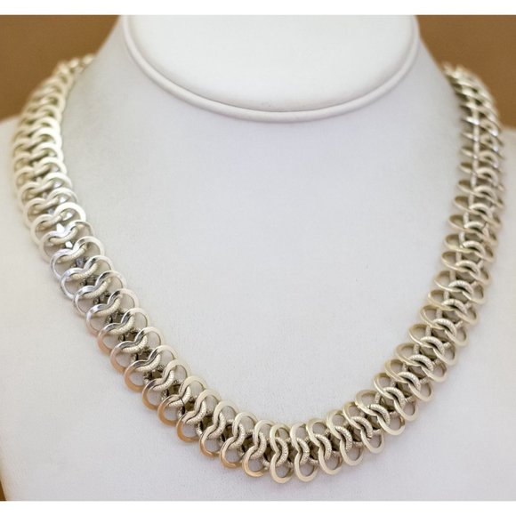 18 inch, Vintage Aluminum Chain Links Necklace by Western Germany | H35 - Picture 2 of 3